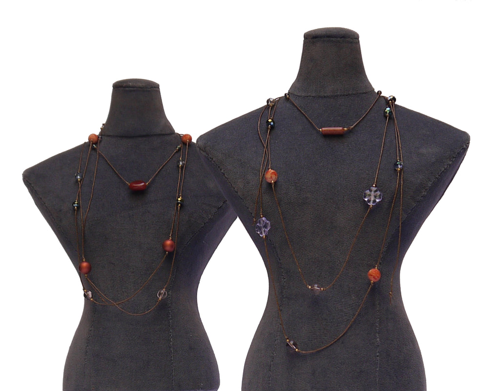 Laureate wrap necklace with antique glass beads and semi-precious beads, made in Venice,Italy by the designer makers of the brand P.S.FIORENZA