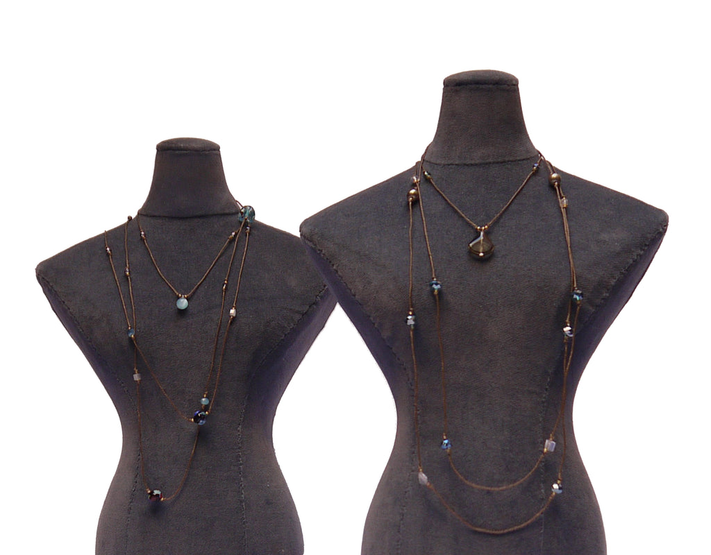 Laureate wrap necklace with antique glass beads and semi-precious beads, made in Venice,Italy by the designer makers of the brand P.S.FIORENZA
