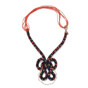 Open image in slideshow, Beaded Rope Unique Necklace with glass sead beads and silver twisted element,made in Italy, jewellery designer Samanta Fiorenza for GODI FIORENZA,VENICE, ITALY
