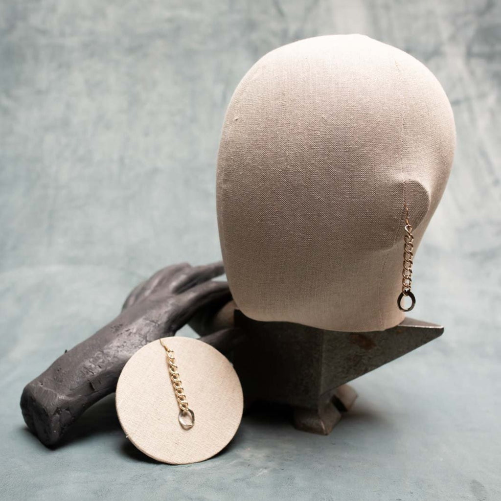 Chunky Gold chain earring, with oval silver hoop drop. Industrial style earring, best seller from the bijoux jewellery collection of GODI FIORENZA 